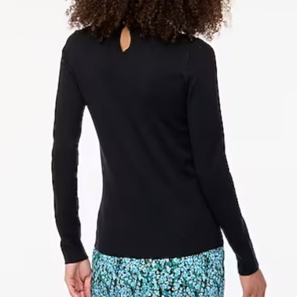 NEW NWT J. Crew Factory Cotton Ruffle Trim Sweater Color: Black - Picture 2 of 2